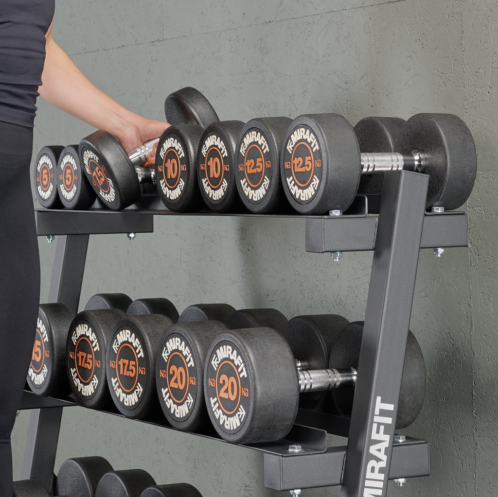 Mirafit Rubber Dumbbellset & 3-Laags Halterrek