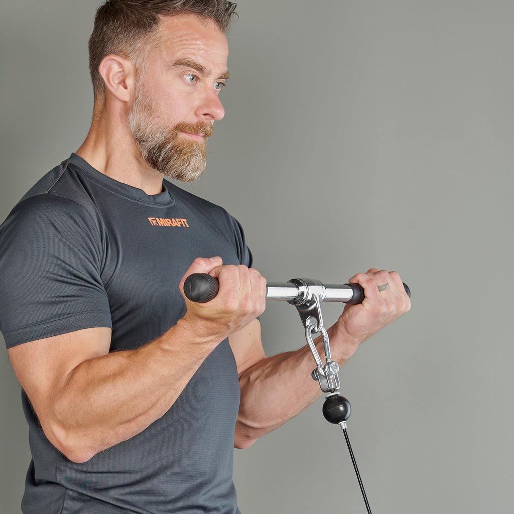 Mirafit Rotating Straight Bar Cable Attachment with Rubber Grips