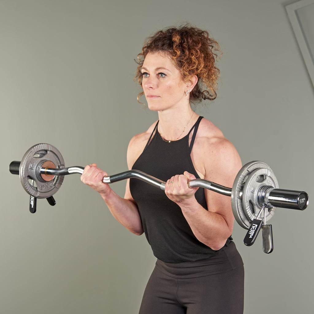 Mirafit Olympic EZ Curl Bar With Collars