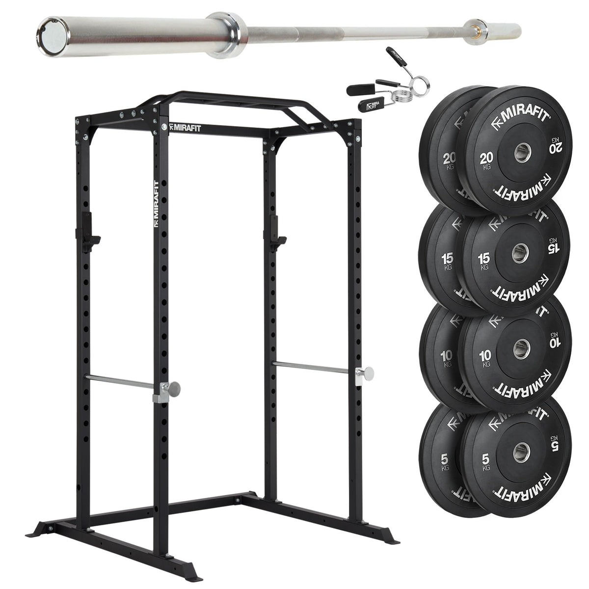 Mirafit M100 Power Rack with Barbell and Weights Set