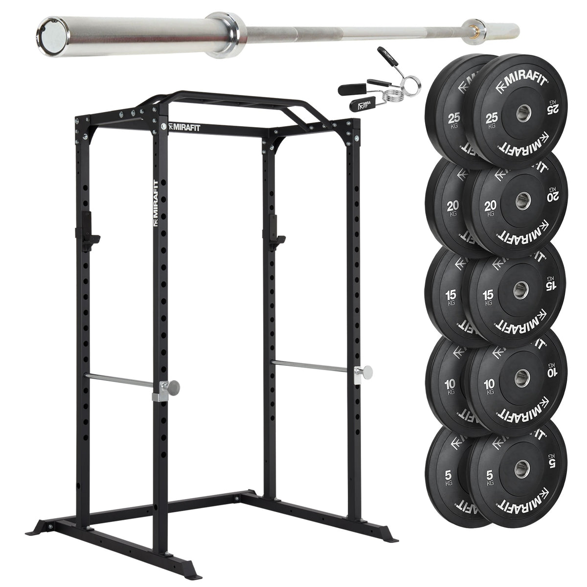 Mirafit M100 Power Rack with Barbell and Weights Set