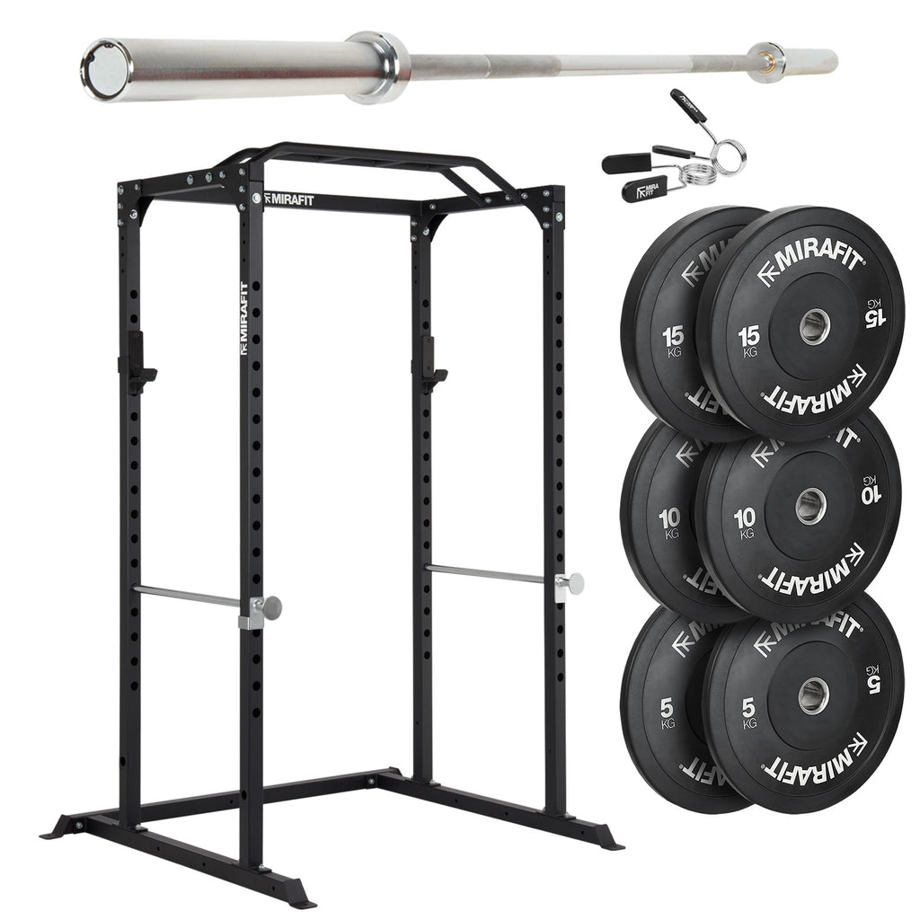 Mirafit M100 Power Rack with Barbell and Weights Set