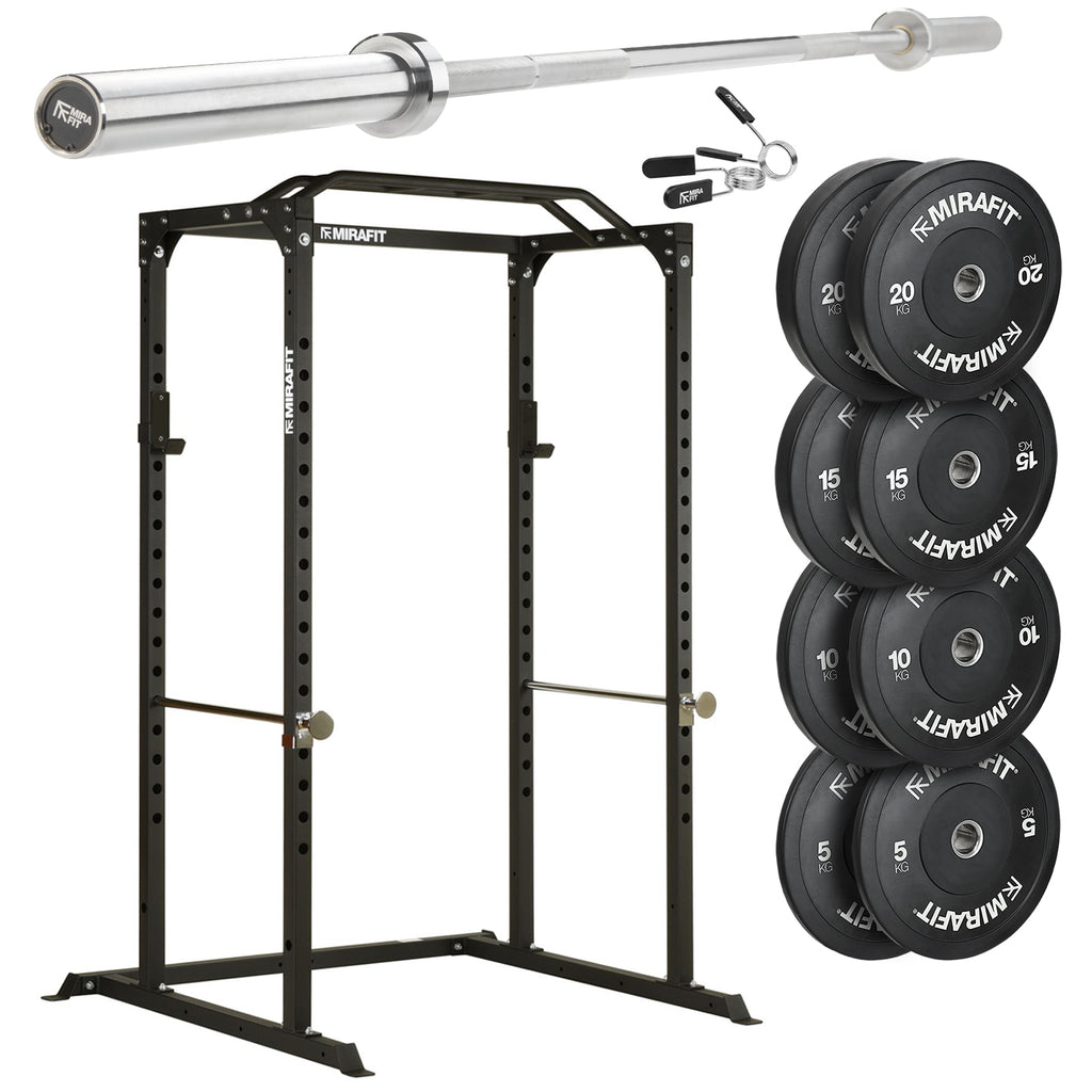 Mirafit M100 Power Rack with Barbell and Weights Set