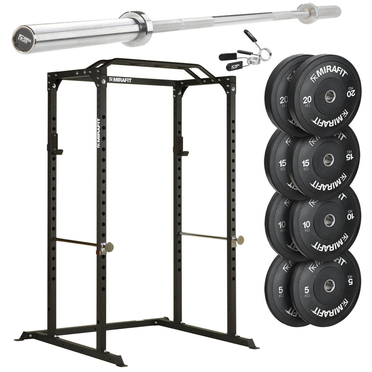 Mirafit M100 Power Rack with Barbell and Weights Set