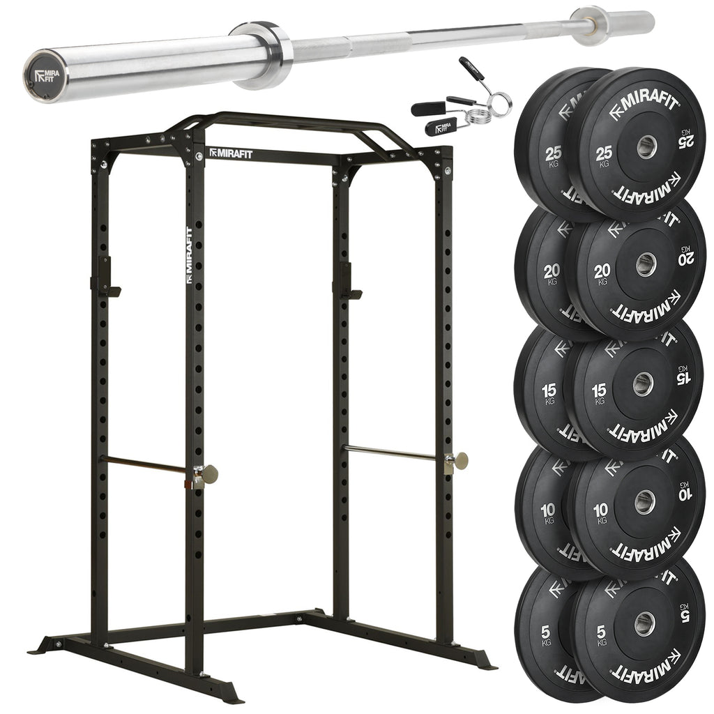 Mirafit M100 Power Rack with Barbell and Weights Set