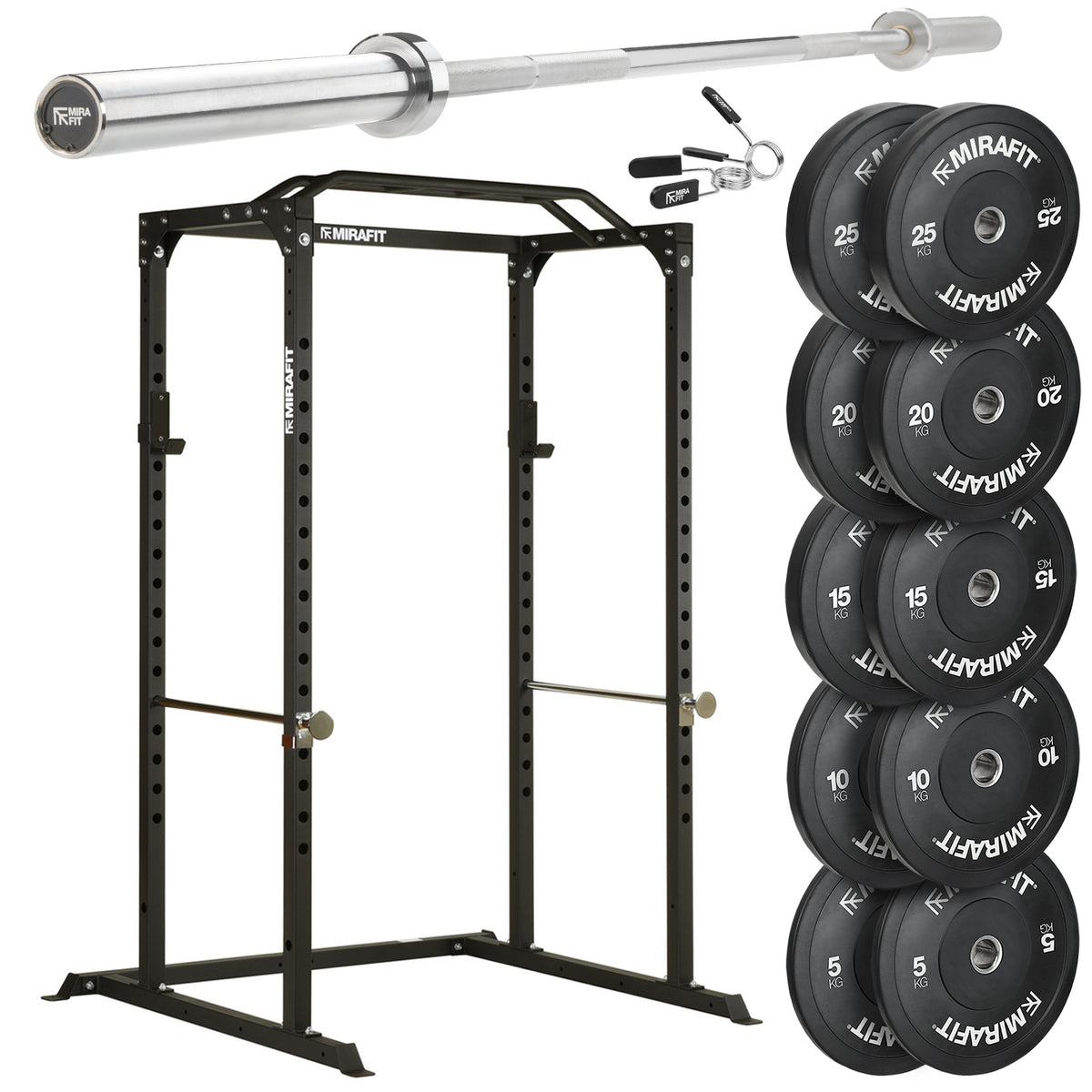 Mirafit M100 Power Rack with Barbell and Weights Set