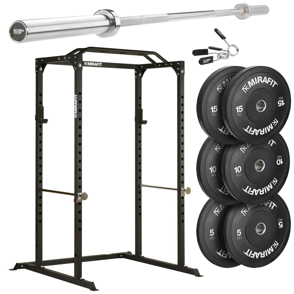 Mirafit M100 Power Rack with Barbell and Weights Set