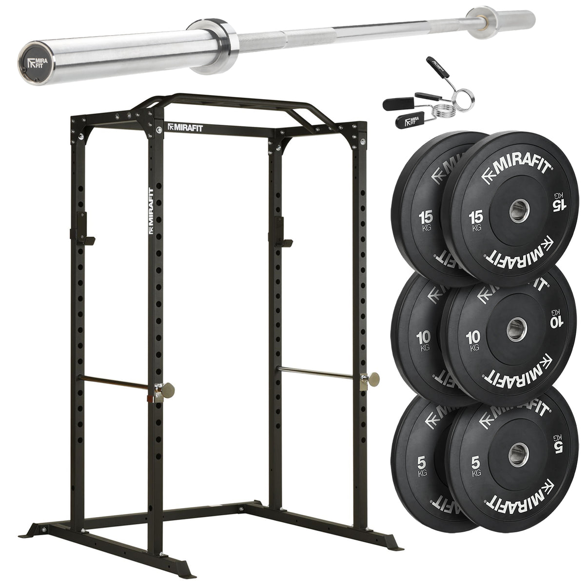 Mirafit M100 Power Rack with Barbell and Weights Set