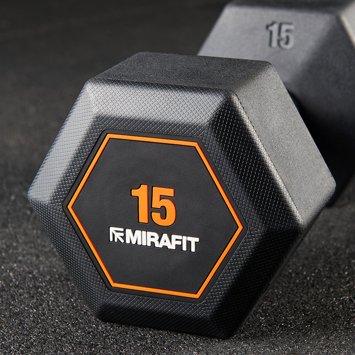 Mirafit 6 Pair Rubber Grip Hex Dumbbells + Storage Tree Kit