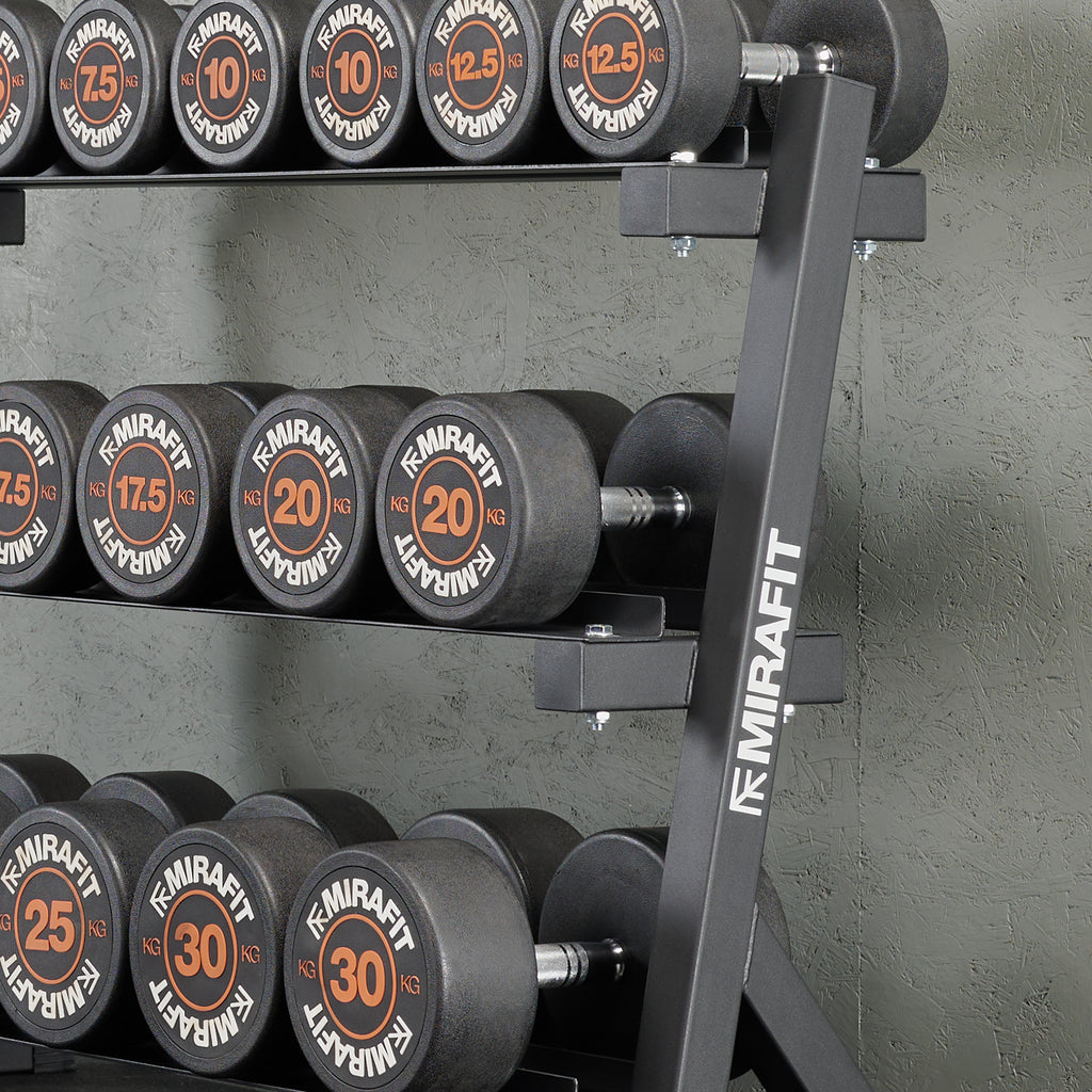 Mirafit Rubber Dumbbellset & 3-Laags Halterrek