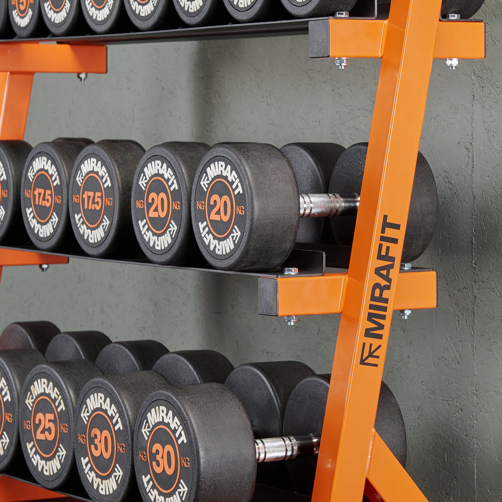 Mirafit Rubber Dumbbellset & 3-Laags Halterrek