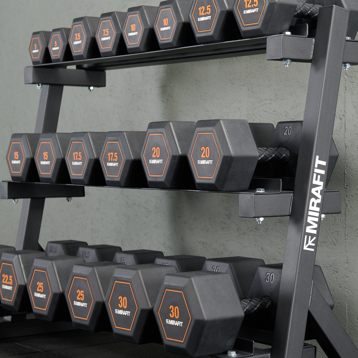 Mirafit Rubber Grip Zeskantige Halterset & 3-Laags Halterrek