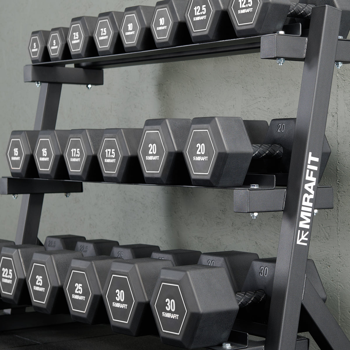 Mirafit Rubber Grip Zeskantige Halterset & 3-Laags Halterrek
