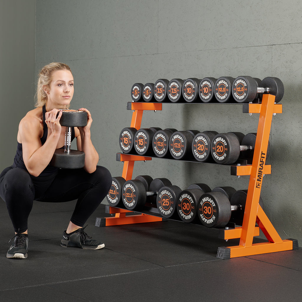 Mirafit Rubber Dumbbellset & 3-Laags Halterrek