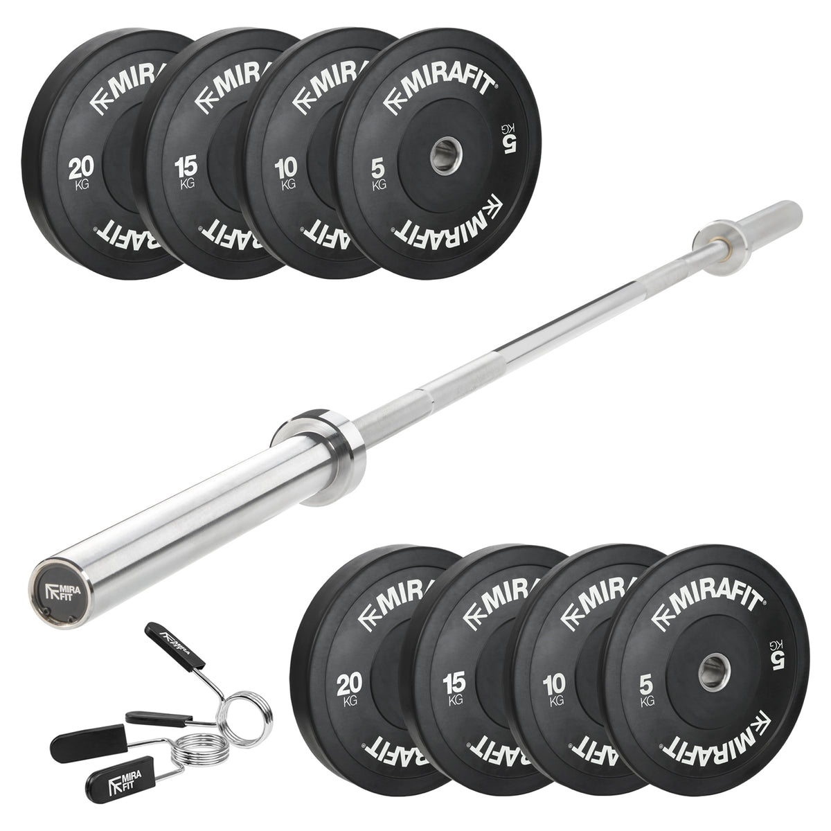 Mirafit Olympic Weight Bar & Bumper Plates Set