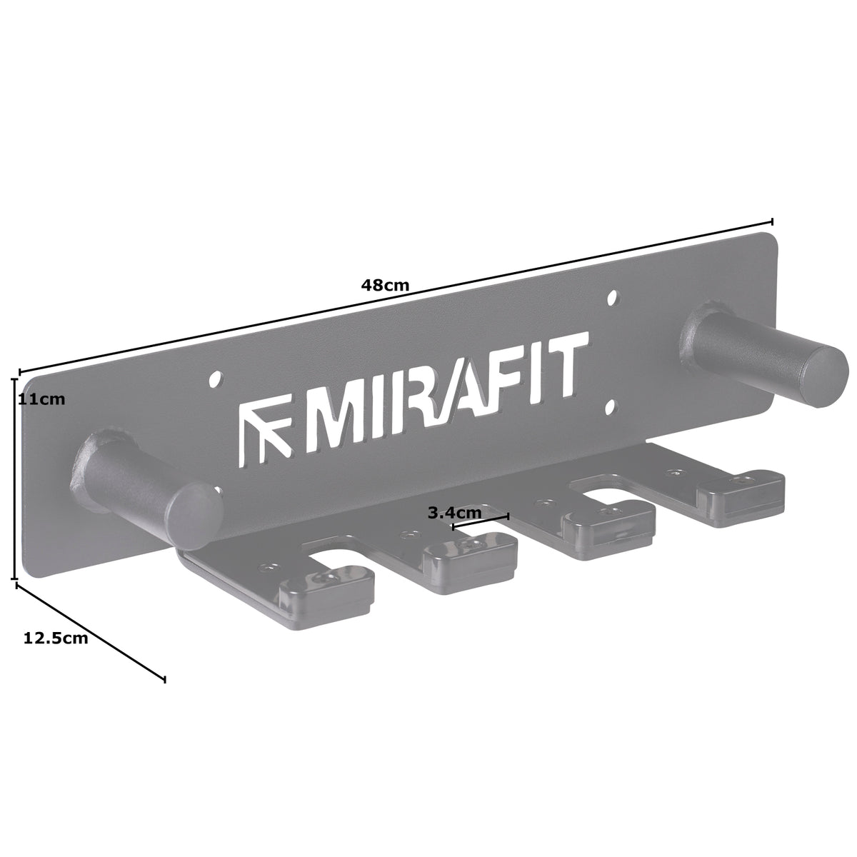 Mirafit 3 Bar Vertical Wall Rack with Collar Storage