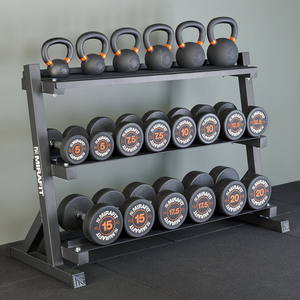 Mirafit 3 Tier Dumbbell & Kettlebell Rack