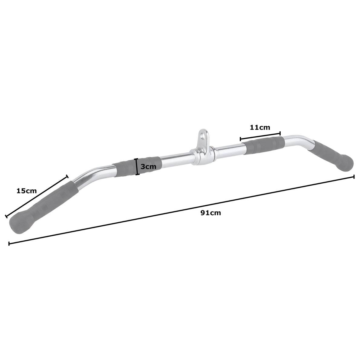Mirafit 36" Lat Pull Down Bar Attachment with Rubber Grips