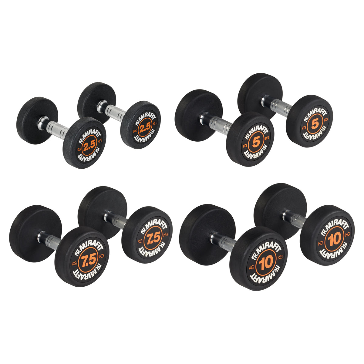 Mirafit Rubber Dumbbell Set - Choice of Weight