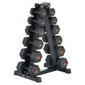 Mirafit 6 Pair Rubber Grip Hex Dumbbells + Storage Tree Kit