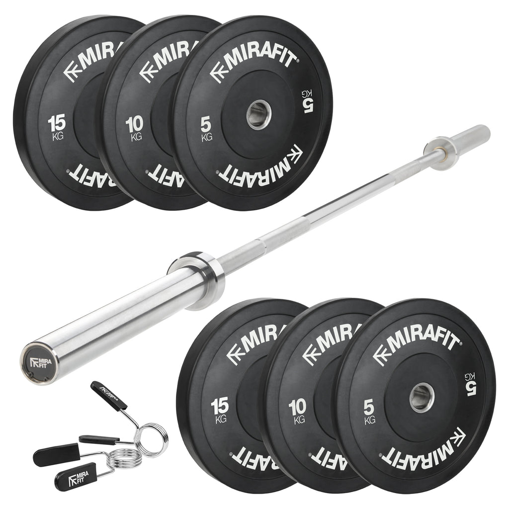 Mirafit Olympische Halterstang & Bumperplates Set