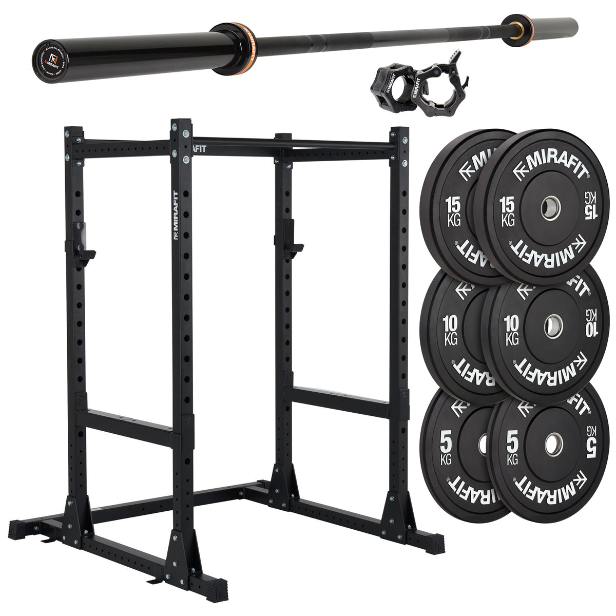 Mirafit M200/M200S Power Rack With Barbell and Weights Set