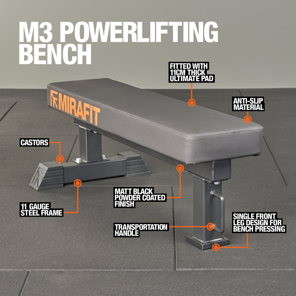 Mirafit M3 Flat Powerlifting Bench