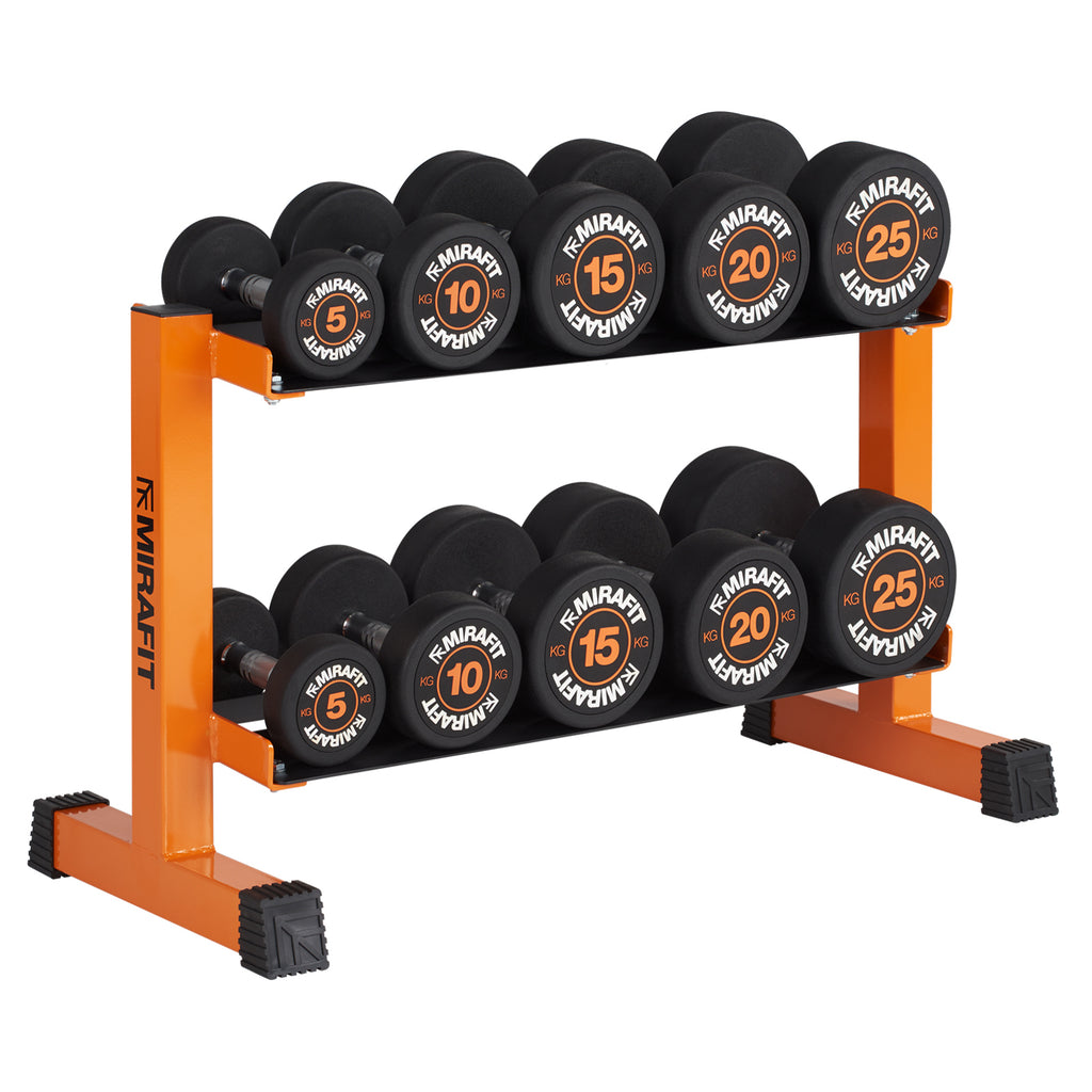 Mirafit Rubber Dumbbells With Rack - 5kg to 25kg Set