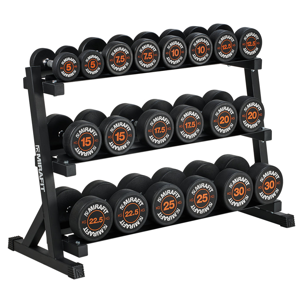 Mirafit Rubber Dumbbellset & 3-Laags Halterrek