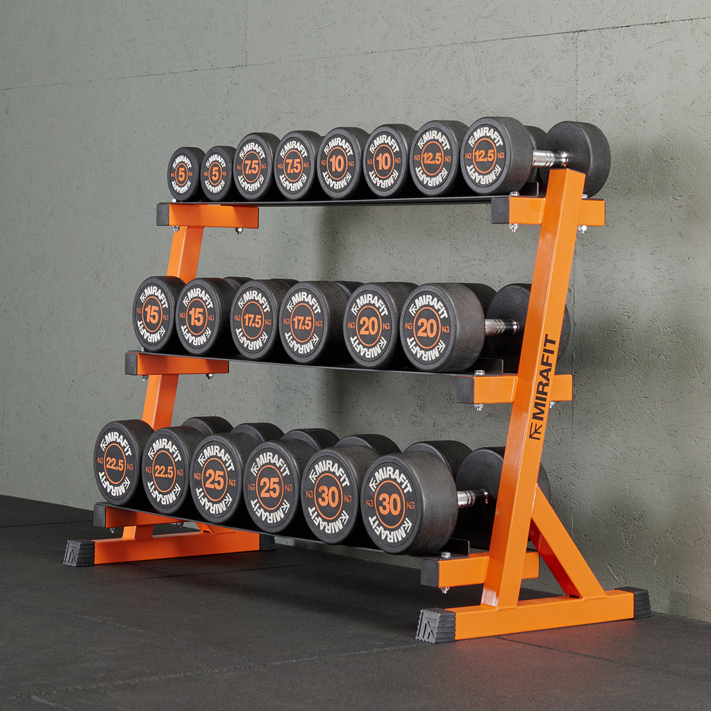Mirafit Rubber Dumbbellset & 3-Laags Halterrek