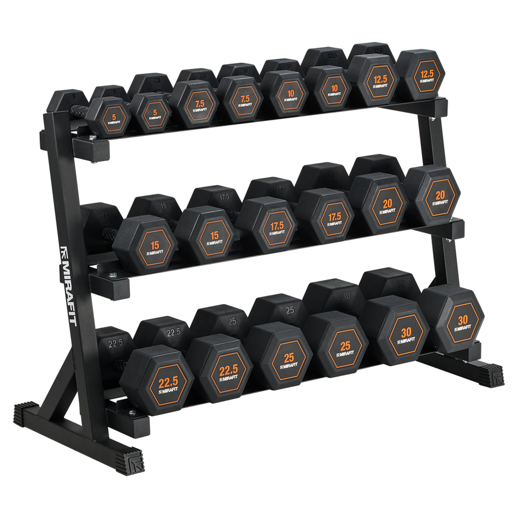 Mirafit Rubber Grip Zeskantige Halterset & 3-Laags Halterrek