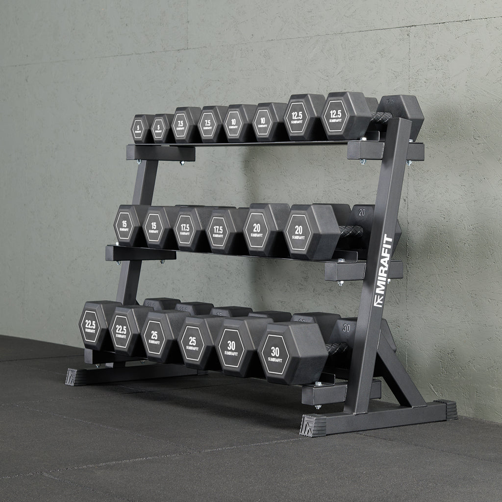 Mirafit Rubber Grip Zeskantige Halterset & 3-Laags Halterrek