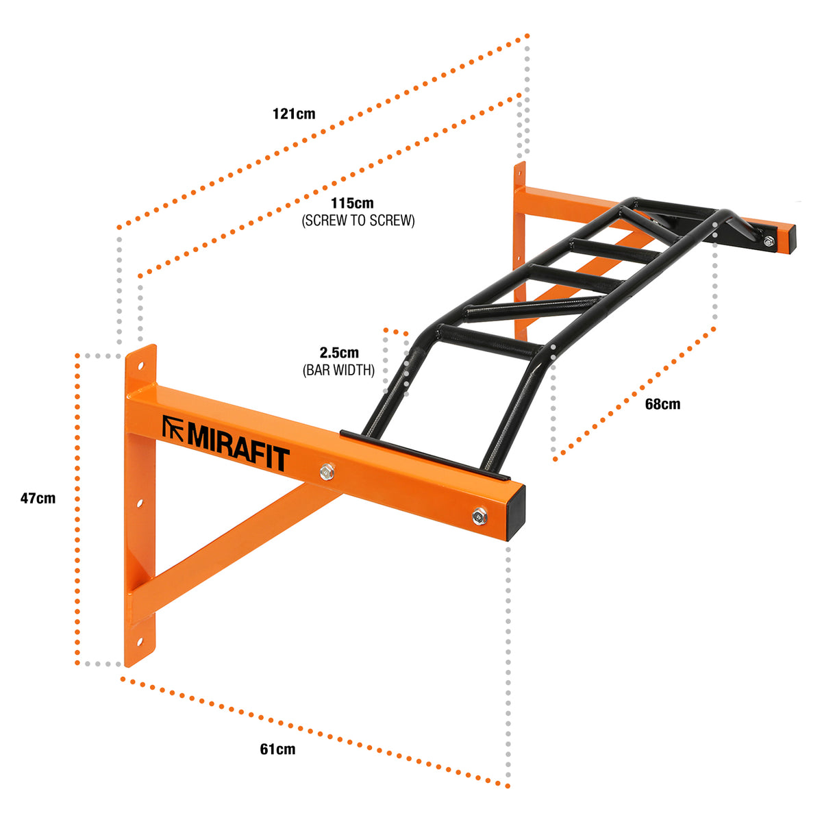 Mirafit Multi Grip Wall Mounted Pull Up Bar