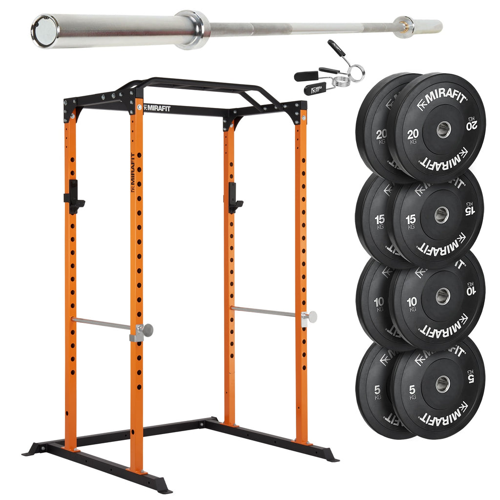 Mirafit M100 Power Rack with Barbell and Weights Set