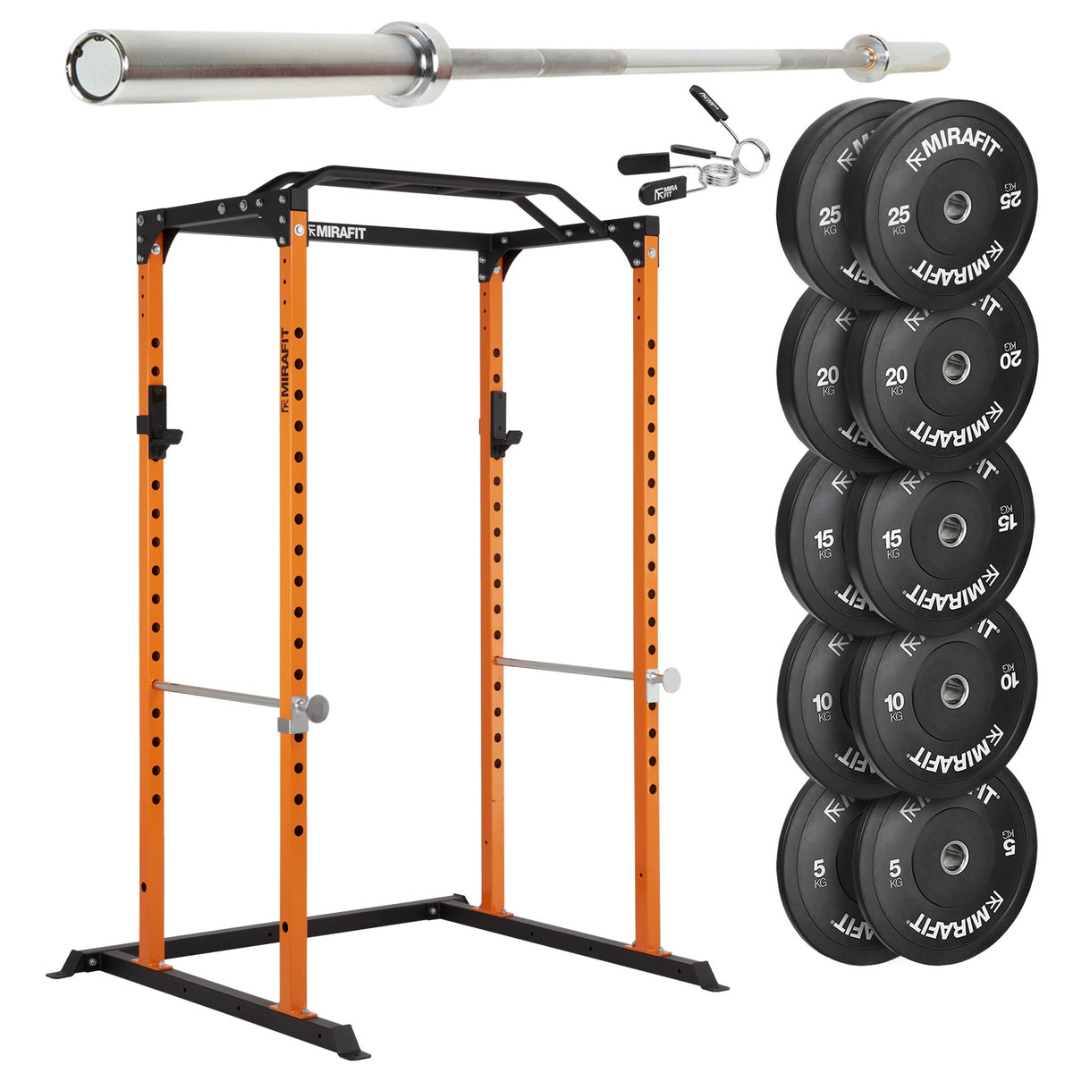 Mirafit M100 Power Rack with Barbell and Weights Set