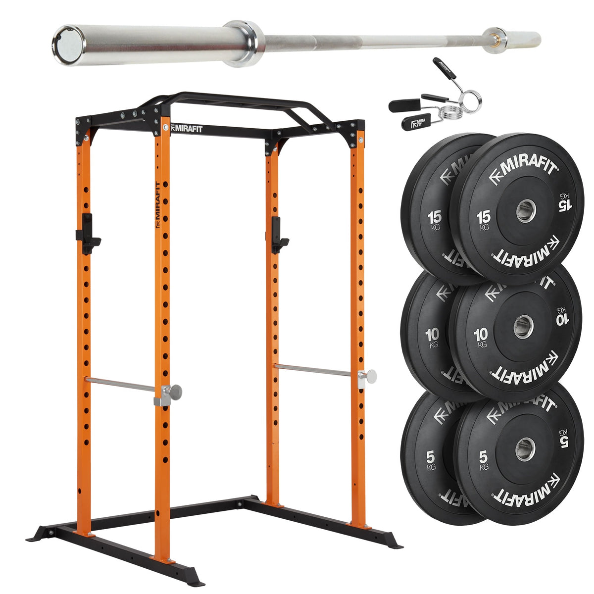Mirafit M100 Power Rack with Barbell and Weights Set