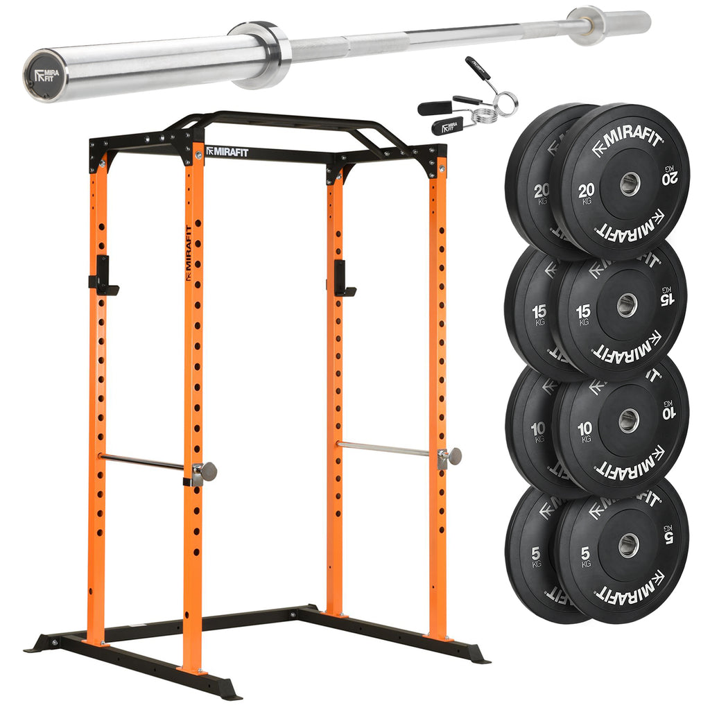 Mirafit M100 Power Rack with Barbell and Weights Set