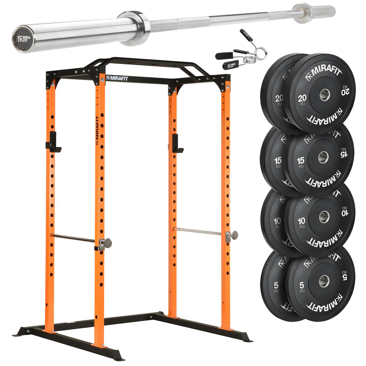 Mirafit M100 Power Rack with Barbell and Weights Set