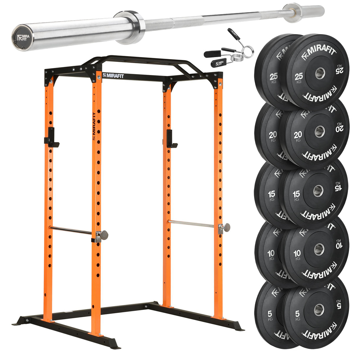 Mirafit M100 Power Rack with Barbell and Weights Set