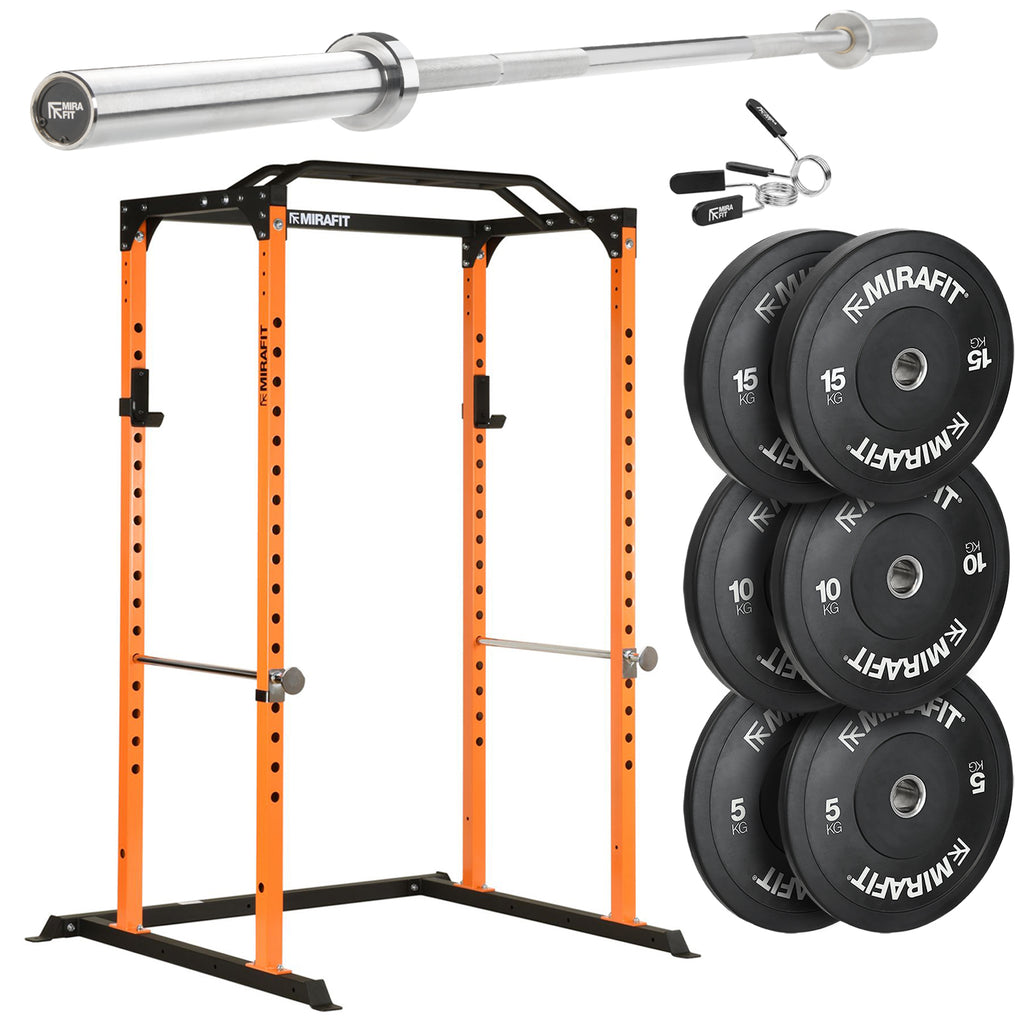 Mirafit M100 Power Rack with Barbell and Weights Set
