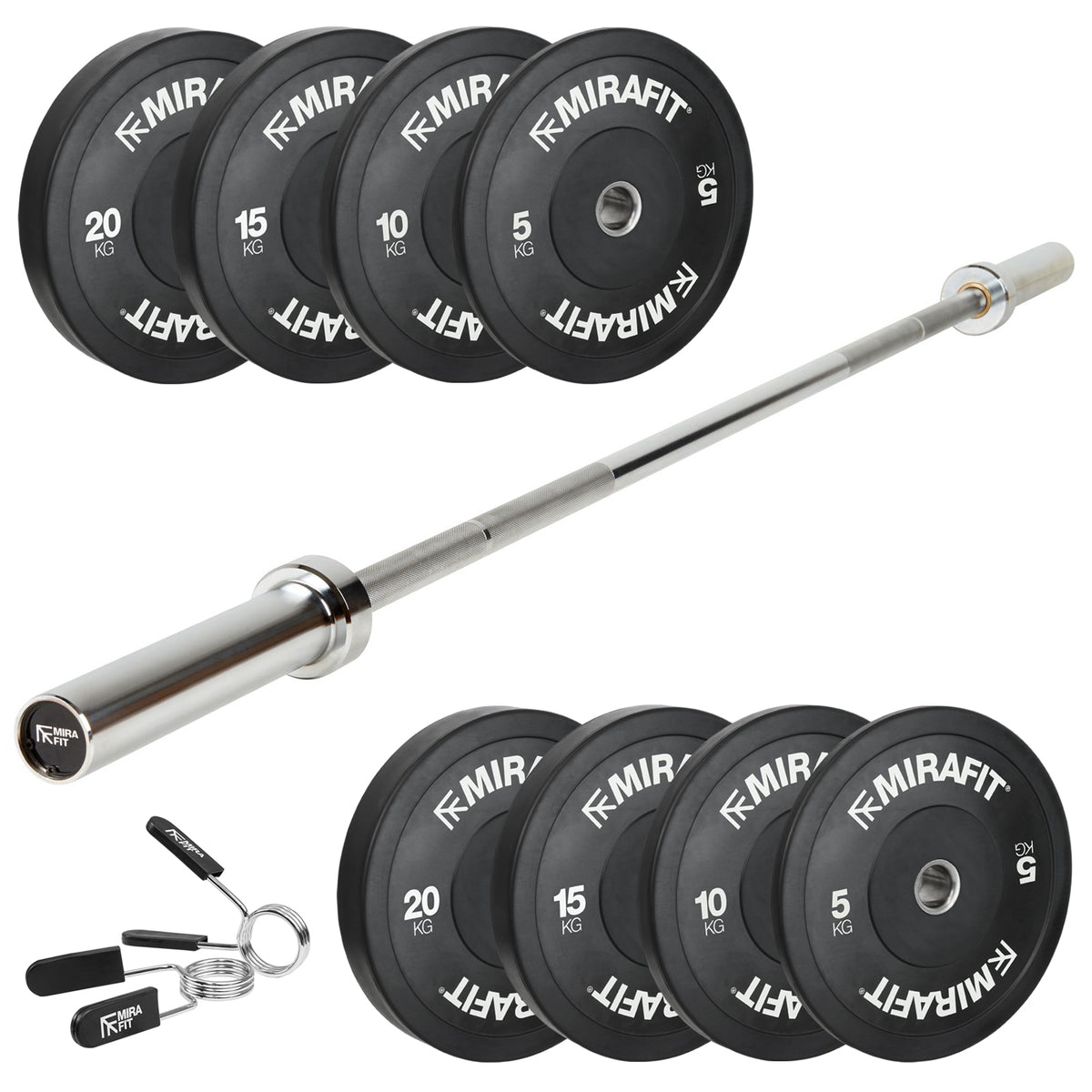 Mirafit Olympic Weight Bar & Bumper Plates Set