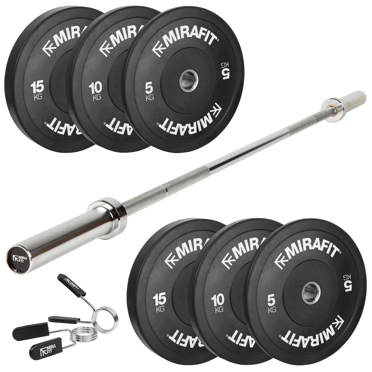 Mirafit Olympic Weight Bar & Bumper Plates Set