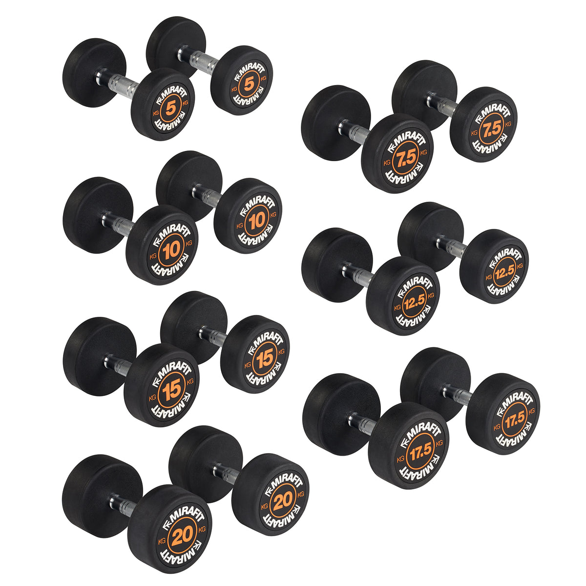 Mirafit Rubber Dumbbell Set - Choice of Weight