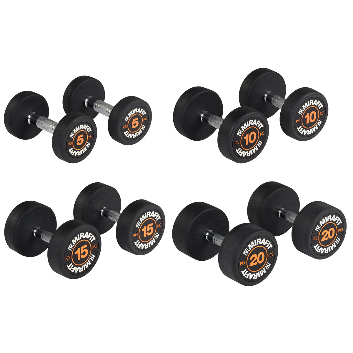 Mirafit Rubber Dumbbell Set - Choice of Weight