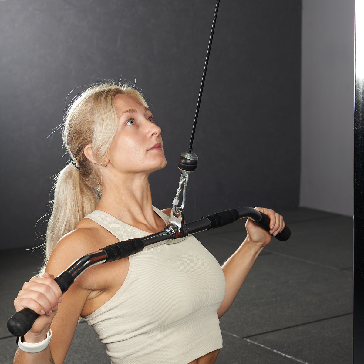 Mirafit 36" Lat Pull Down Bar Attachment with Rubber Grips